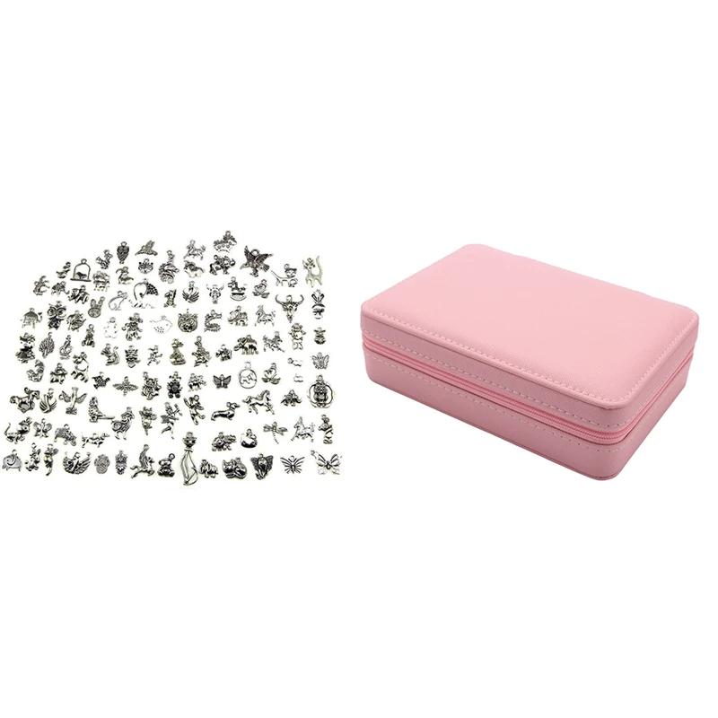

100 Pcs Animal Charms, Wholesale Bulk Mixed Tibetan Pendant & 1 Pcs Korean Style Jewelry Box
