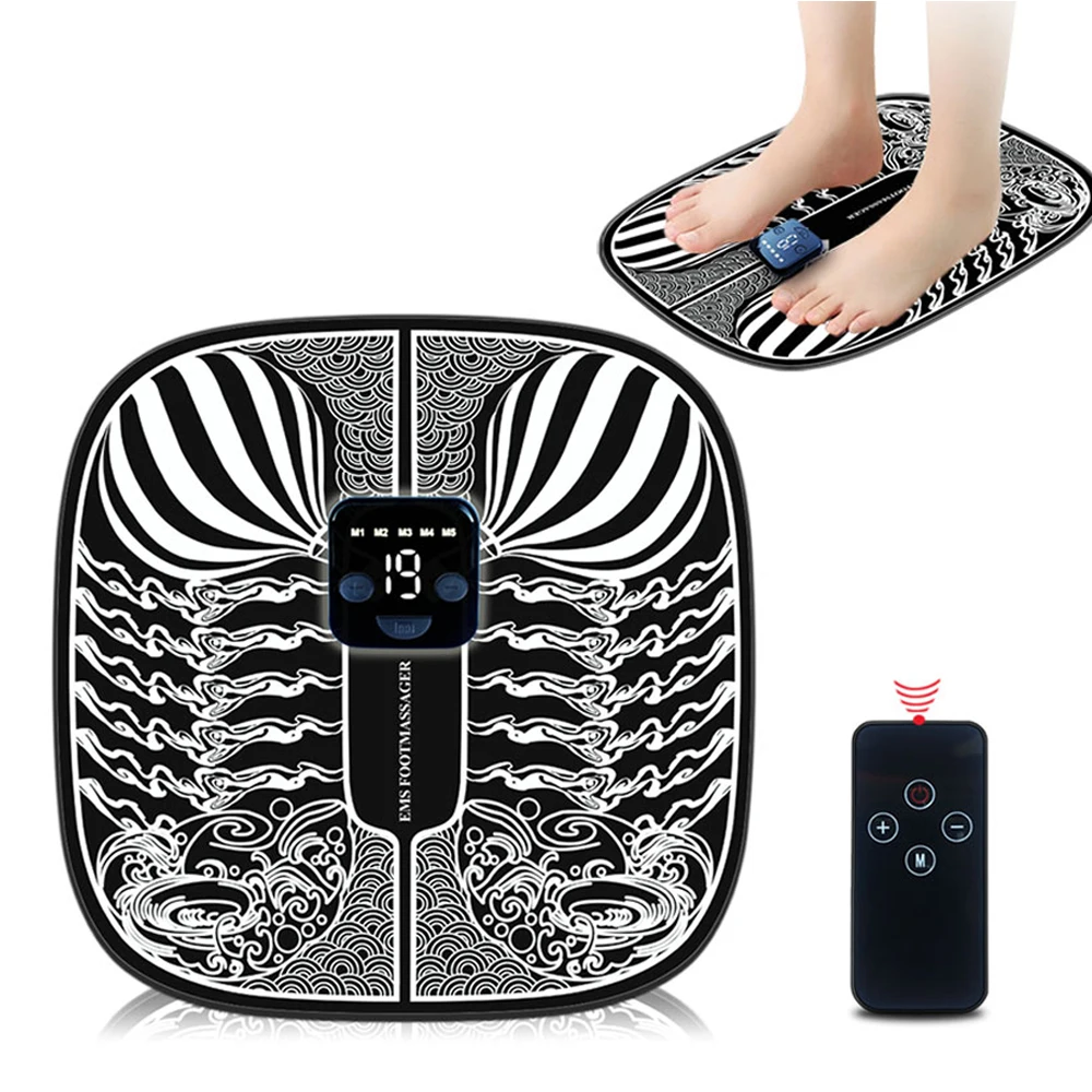 

Smart EMS Foot Massager Pad Pulse Physiotherapy Wireless 6 ModeS 19 Levels Of Intensity Micro-current Foot Vibrate Massage Mat