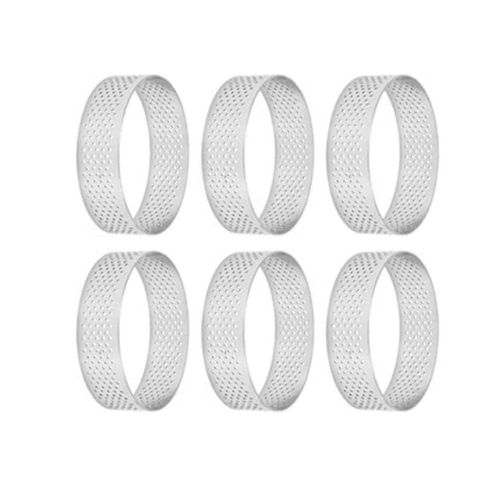

6 шт. круглые кольца для пирога с отверстиями из нержавеющей стали, форма для фруктов, Пирогов, пирожных, муссов, кухонная форма для выпечки, 10...