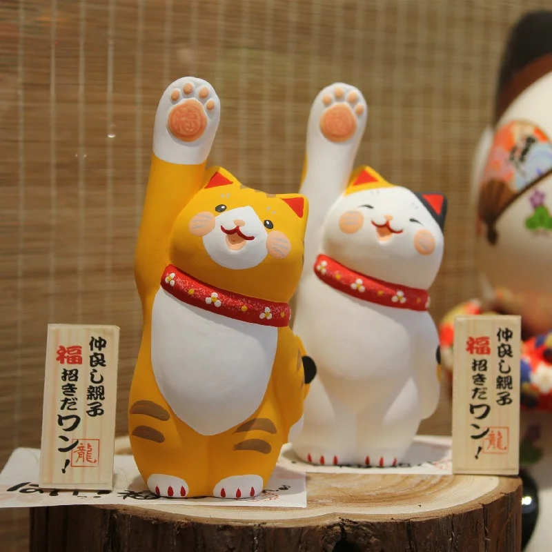 

New ceramic Zhaocai cat ornaments raise your hand Zhaofu car desktop decoration home decoration accessories