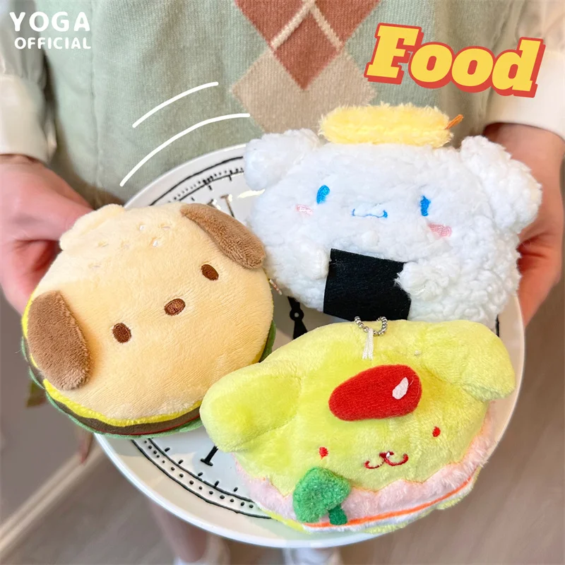 

Sanrio Plush Keychain Cinnamoroll Plushie Sushi Hamburg Pochacco Pom Pom Purin Pendant Anime Figure Kawaii Toy Gifts