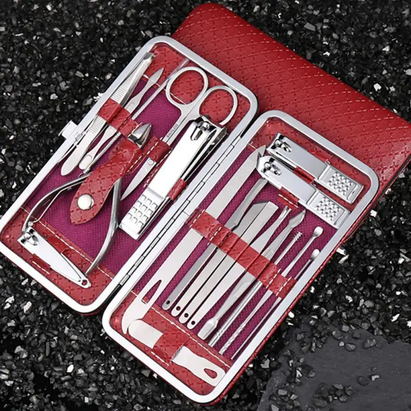 

19 Piece Nail Clippe Set Manicure Kit Nail Nippers Scissors Toenail Pedicure Pliers Toenail Correction Tools Trimmer