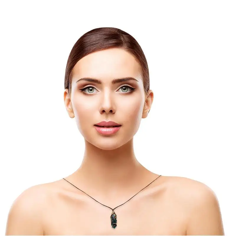 

Quartz Crystal Stone Bluegreen Fluorite Healing Stone Fluorite Ornament Fluorite Pendant With Random Handwoven Braided Rope