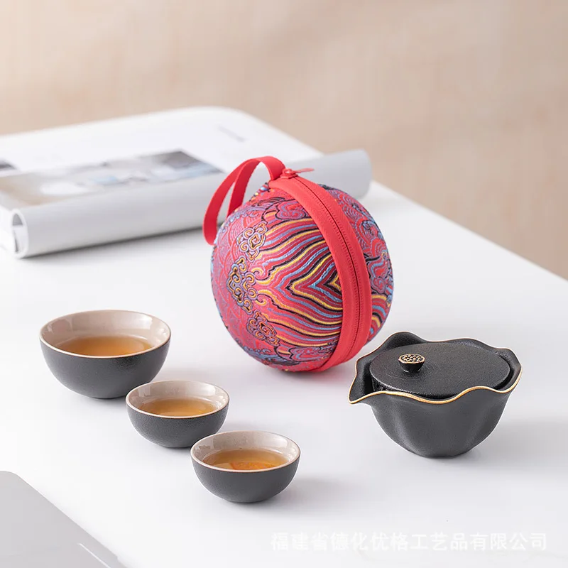 

Дизайнерский керамический чайник, чайная чашка, японский чайный набор, дорожная посуда в китайском ретро стиле, качественная уличная чайна...