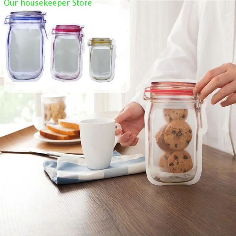 

1Pcs Clear Storage Bag Plastic Resealable Bottle shape Baggy Grip Self Seal Reclosable Zip Lock Bag Kitchen Storage Tools