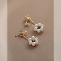 retro earrings temperament baroque imitation pearls flower wreath stud earrings for women