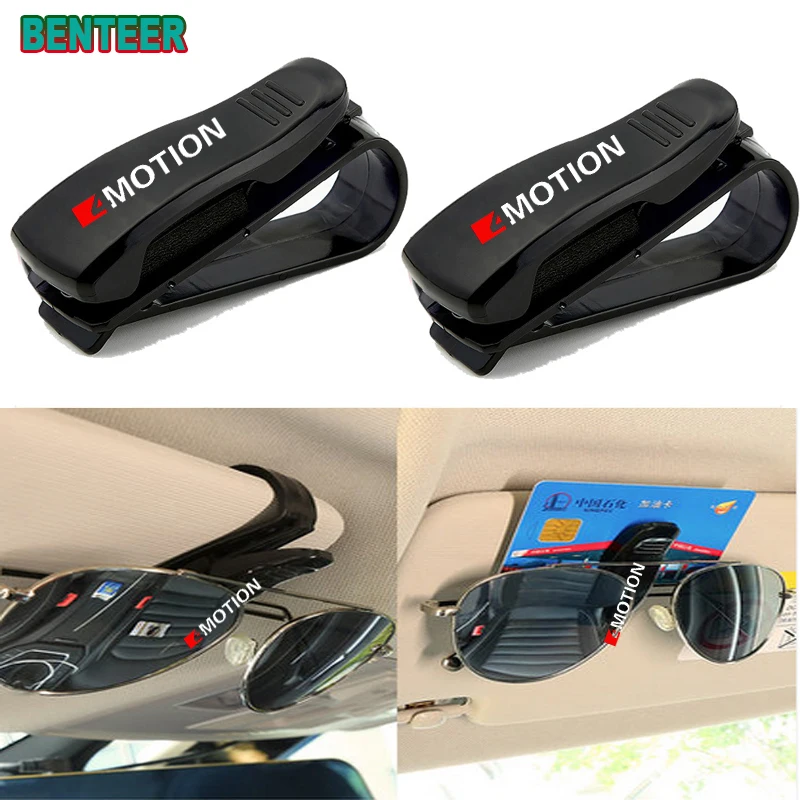 

4MOTION Car Sun Visor Glasses Box Sunglasses Clip Card Ticket For Volkswagen Tiguan K2 4x4 passat golf polo T-Roc Magotan Caddy