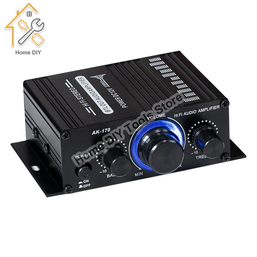 AK170 мини цифровой аудио автомобильный усилитель мощности синий свет стерео для