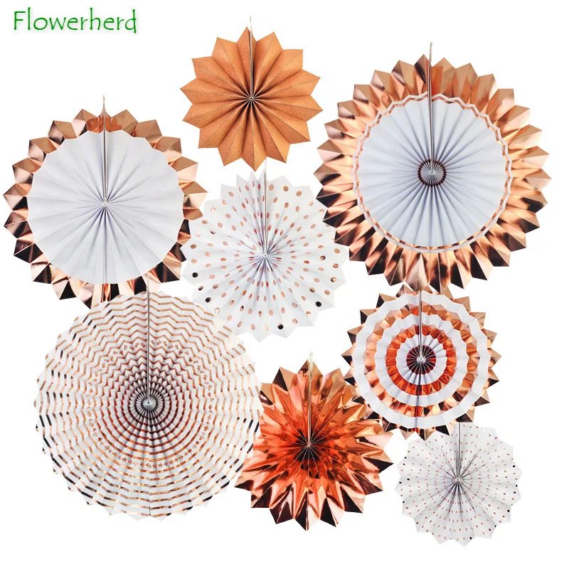 

Creative Paper Fan Creative Pendant Wedding Decoration Wedding Birthday Party Decoration Pull Flower Rose Gold Paper Fan Flower