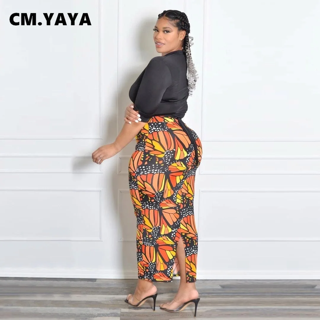 Женская юбка-карандаш с принтом в виде бабочек средней длины |