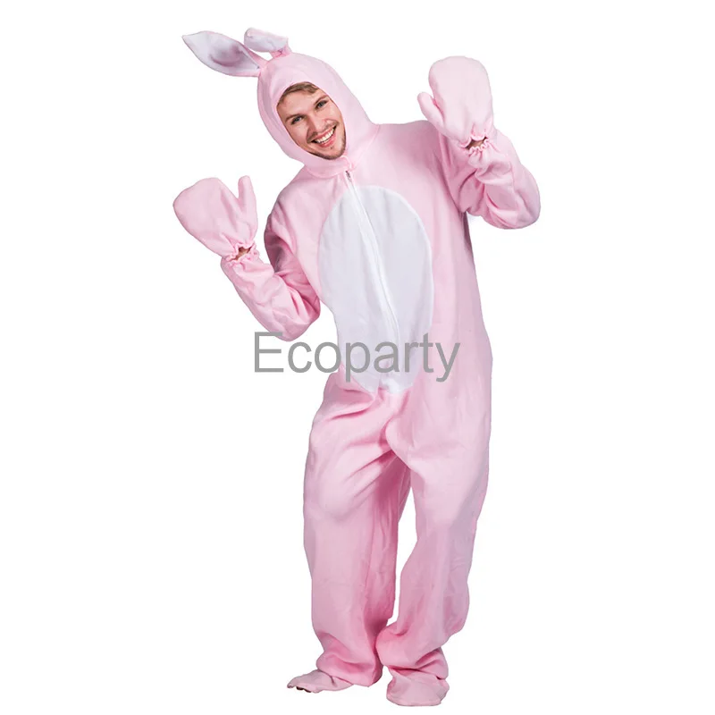

Pink Rabbit Costume Adult Halloween Carnival Easter Performance Bunny Cosplay Dress Up Suit Jumpsuit Outfits for Men Women 40