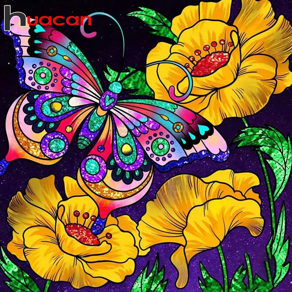 

Алмазная картина Huacan с бабочками, мозаика ручной работы с животными, вышивка крестиком, хобби и рукоделие, домашний декор
