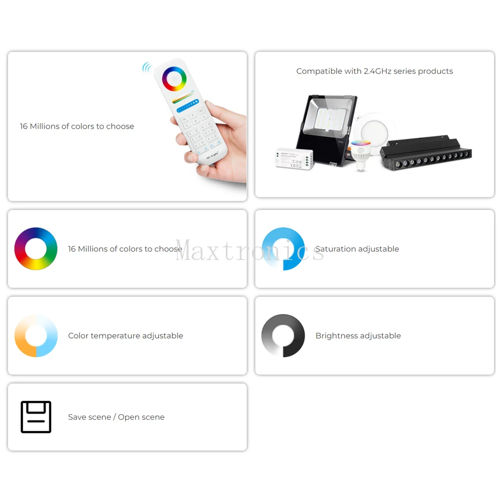 НОВЫЙ Miboxer FUT089S 2 4 ГГц 6-зонный RGB + CCT RF сенсорный пульт дистанционного управления