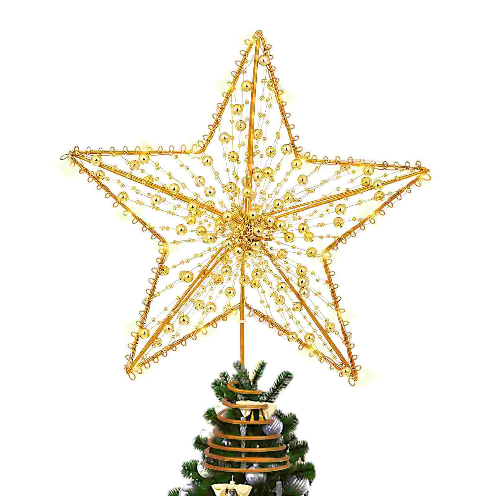 

Рождественская елка, Топпер, Звездные украшения, Золотая подсветка, светящиеся украшения, полый блеск