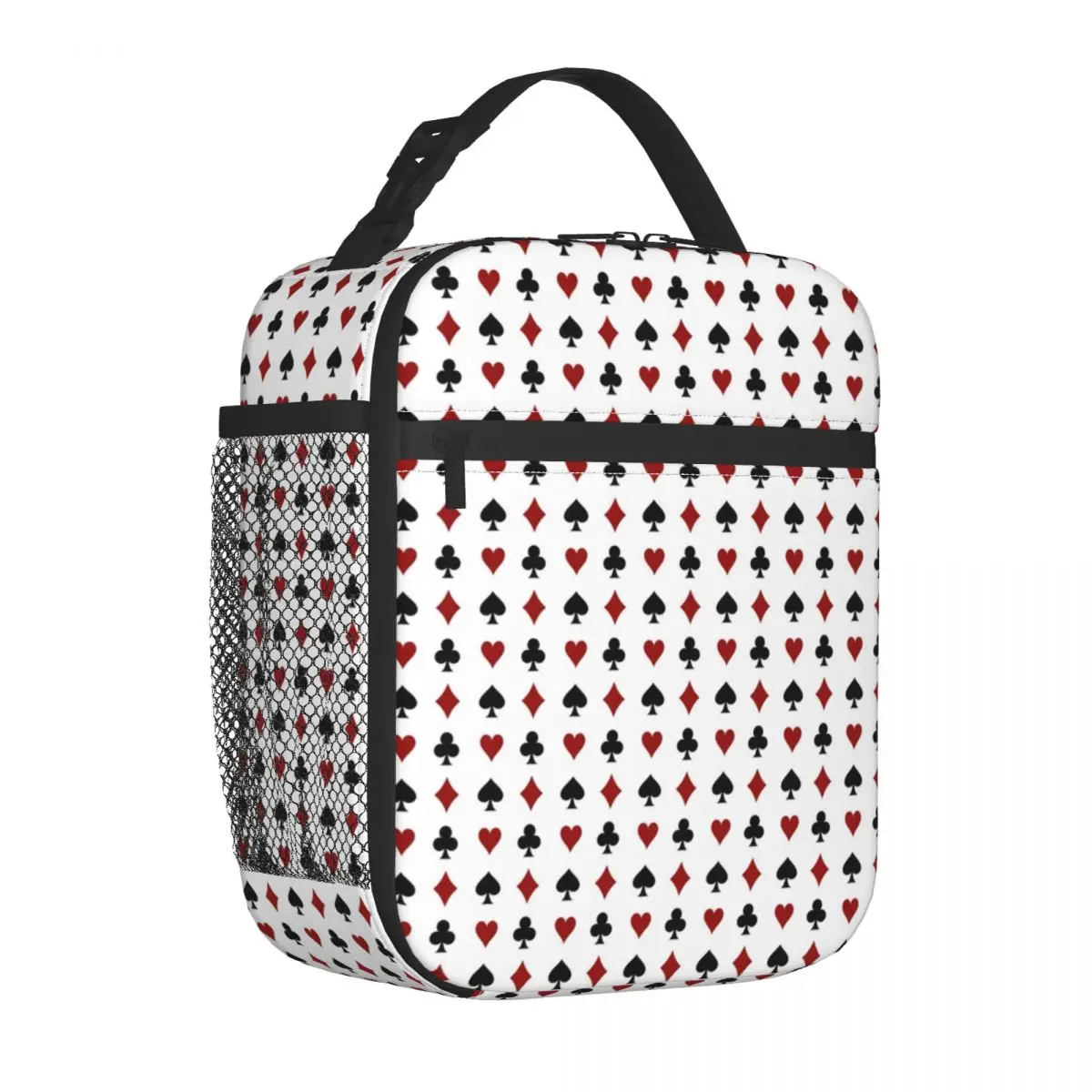 

Playing Poker Lunch Bag Handle Hearts Diamonds Clubs Spades Card Suits Food Cooler Bag Wholesale Fancy Clutch Office Thermal Bag