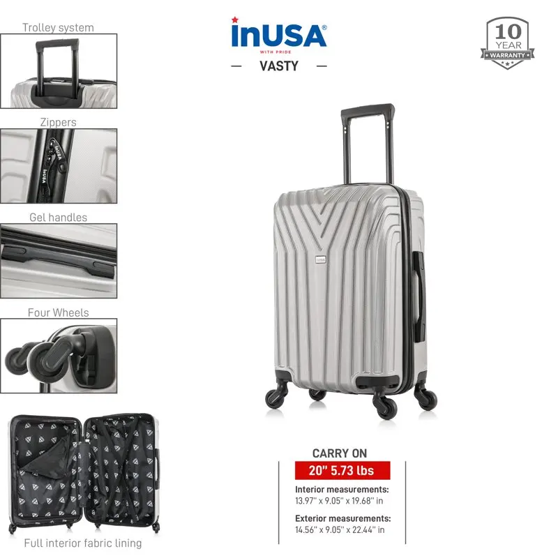 Vasty Lightweight Hardside Spinner 20 inch Carry-On Black