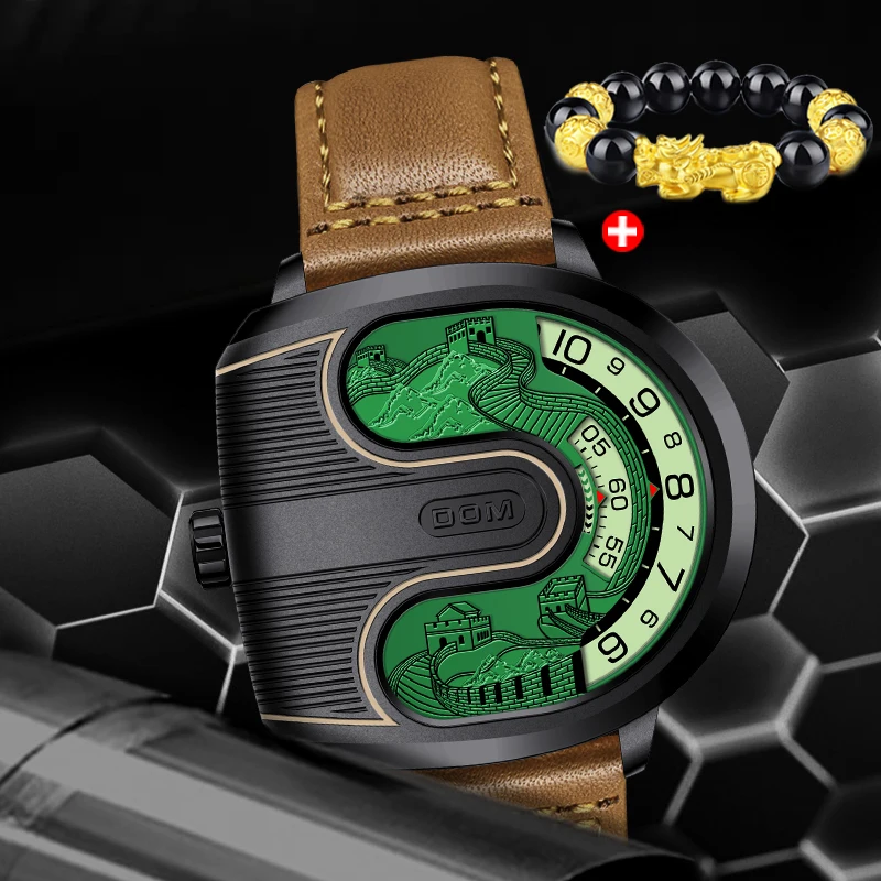 

DOM trend персональные новые мужские часы с U-образным дизайном, креативный циферблат, мужские модные водонепроницаемые часы
