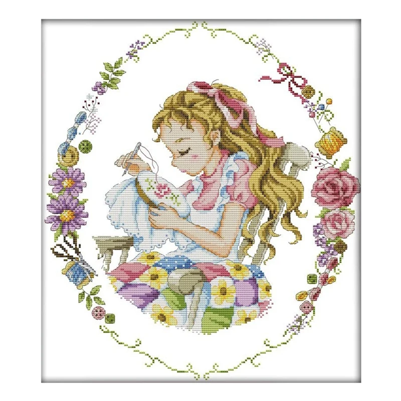 

Cross Stitch Kits Stamped Embroidery Starter Kits For Beginners DIY 11CT 3 Strands - I Love Cross-Stitch 19.3X21.7(Inch)