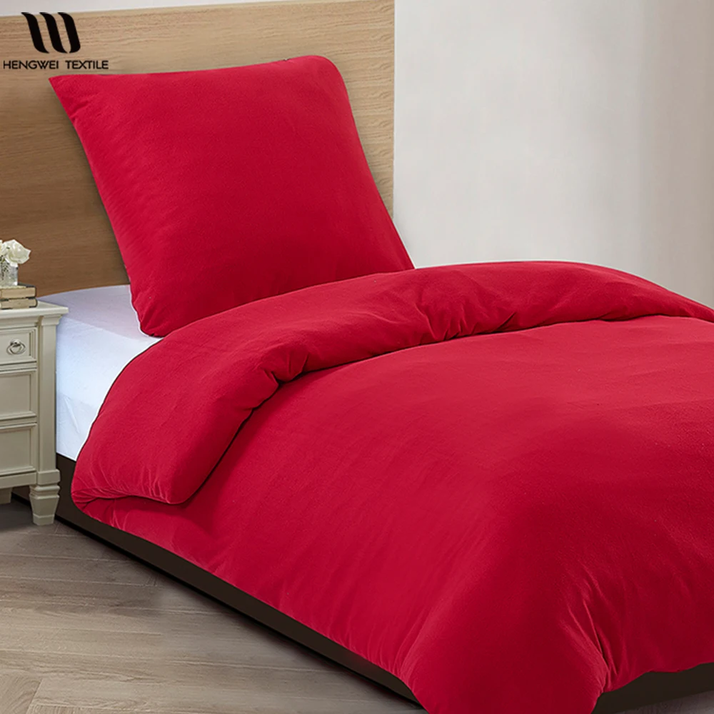 

Single Size Duvet Cover Set 2pcs Nordic 135x200cm Bedding Set For Girls Soft Fleece Solid Red Comforter Duvet Covers