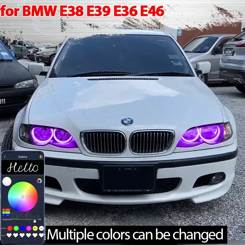 4x Crystal Ring Angel Eyes RGB Красочное управление через приложение для мобильного телефона