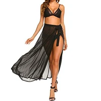newest ladies mesh sheer sarong beach cover up wraps ladies bikini beach long skirts pareo swimwear see through lace up skirts