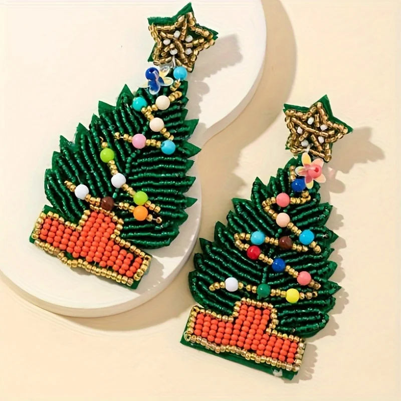 Богемные Висячие Серьги Ручной Работы В Форме Рождественской Елки И