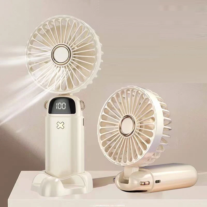 

3000mAh Handheld Electric Fan Digital Display New Usb Desktop Mini Portable Student Small Fan Strong Wind and Long Endurance