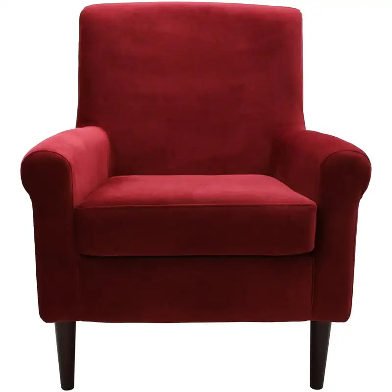 Silla de salón de brazo enrollado, silla de madera roja, Sillas rosas...