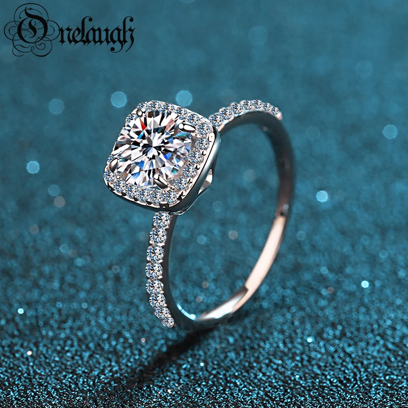 

Onelaugh Classic Princess Square Shining Cut Moissanite Ring 1ct 2ct Pass Diamond Test D Color Moissanite Ring Engagement Jewely