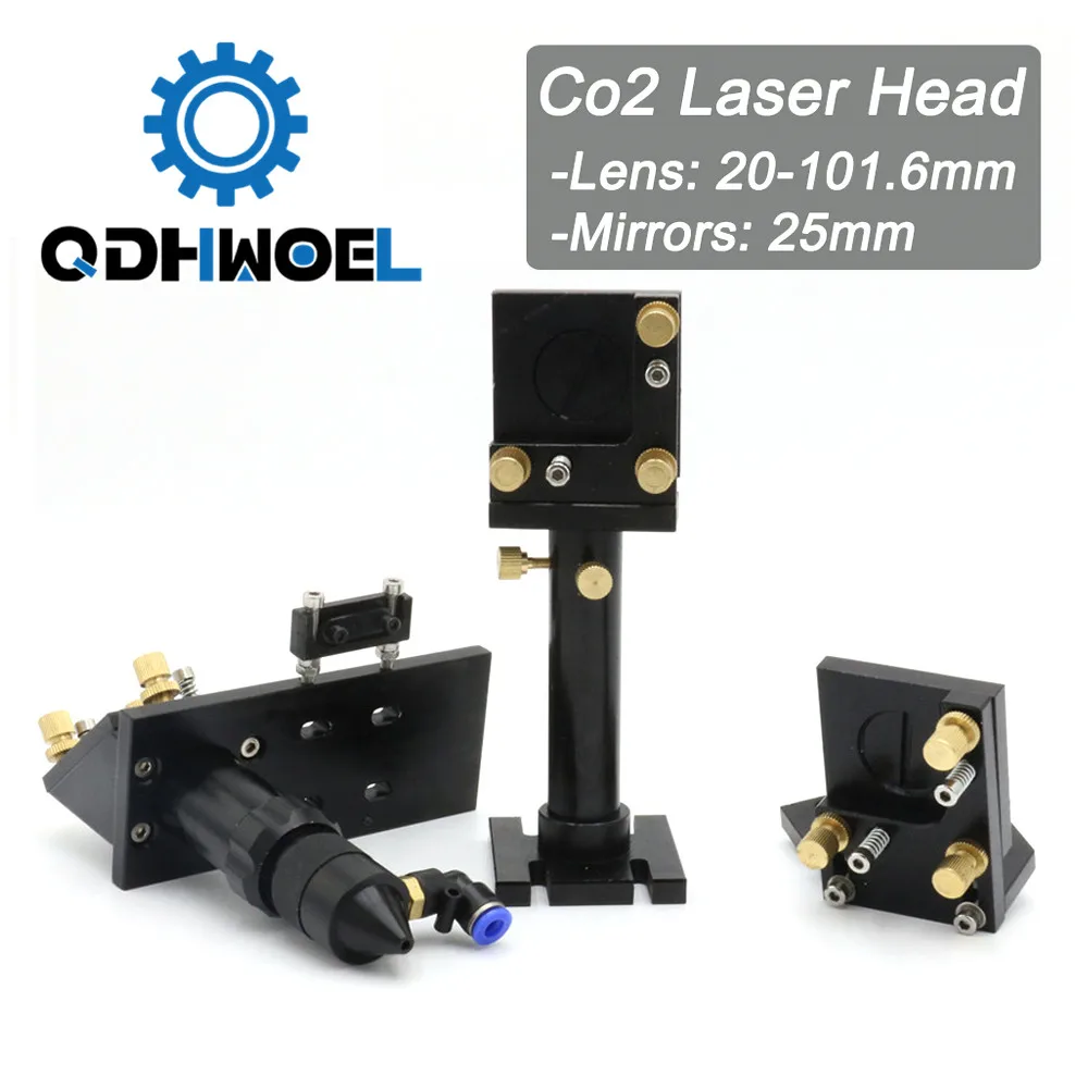 

CO2 Laser Head with Reflective Mirror 25mm & Focus Focal Lens 20mm-101.6mm Integrative Mounts Set for Laser Cutting
