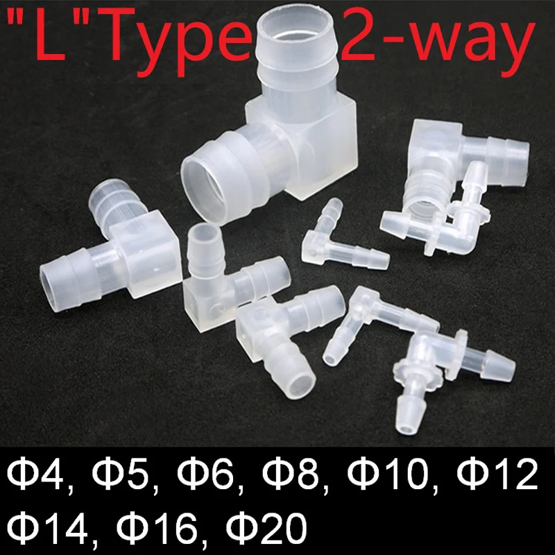 

10Pcs 4mm~20mm Water Connector PP Food Grade L Type 90 Degree Elbow Bend 2-way Splitter Pipe Tube Hose Joint Adapter