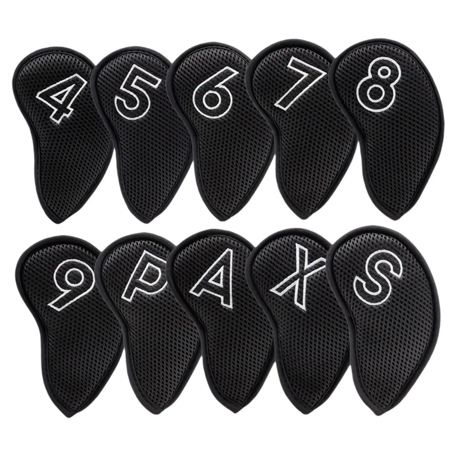 

10Pcs/Set Golf Iron Covers Set Head Cover Interchangeable No. Tag Protector