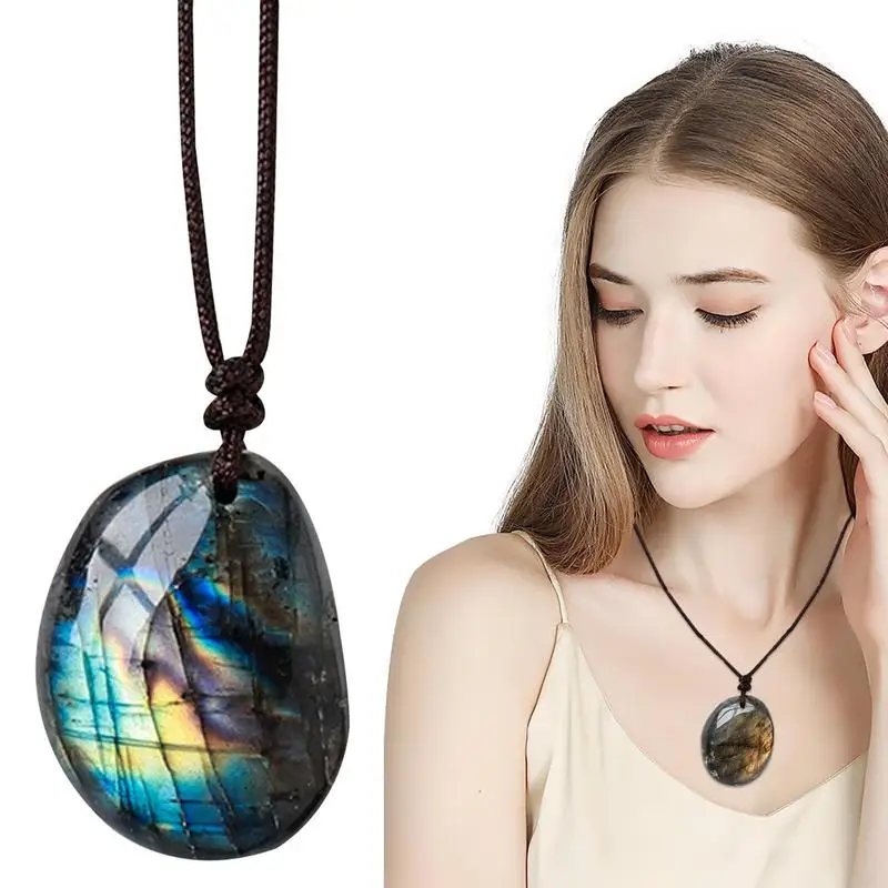 

Sweater Chain Necklace Chinese Style Red And Emerald Crystal Rough Stone Pendant Necklace Female Niche Design Pendant Rough