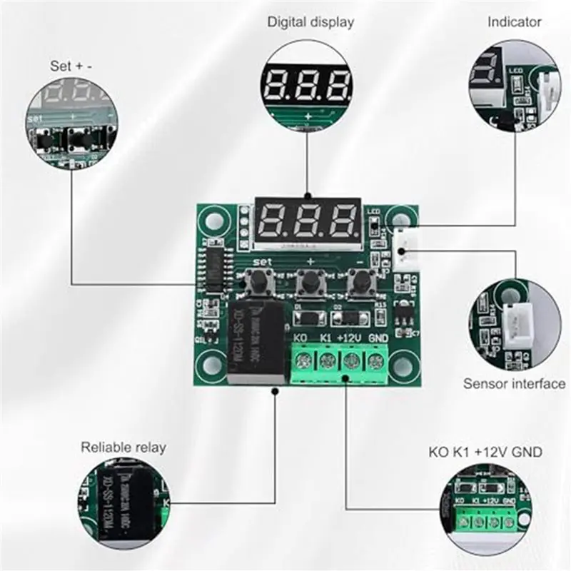 Цифровой терморегулятор 12X W1209 DC 12 В с LED-дисплеем, -50-110°C ° Плата управления температурой с датчиком-зондом-ABQU (art.: 3920dbb7c2ce4) - 3920dbb7c2ce4
