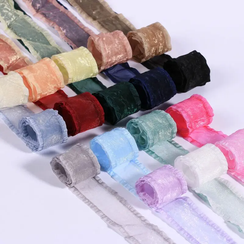 

10 Yards 25mm/38mm Ruffled Ruffles Pleated Flounces Ribbon Snow Yarn Tulle DIY Handmade Materials Headwear For Bows Accessories