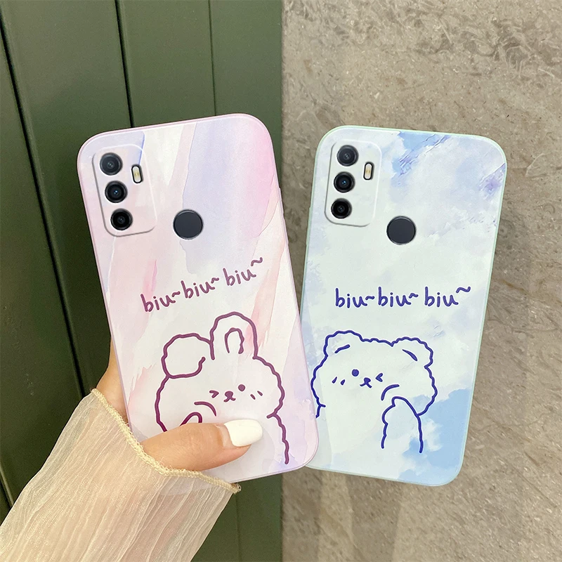 

Square Painting Love Heart Cute Cartoon Pattern Phone Case For Oppo A32 A11s A53 A33 A53s 2020 5g Silicone Anti-drop Back Cover