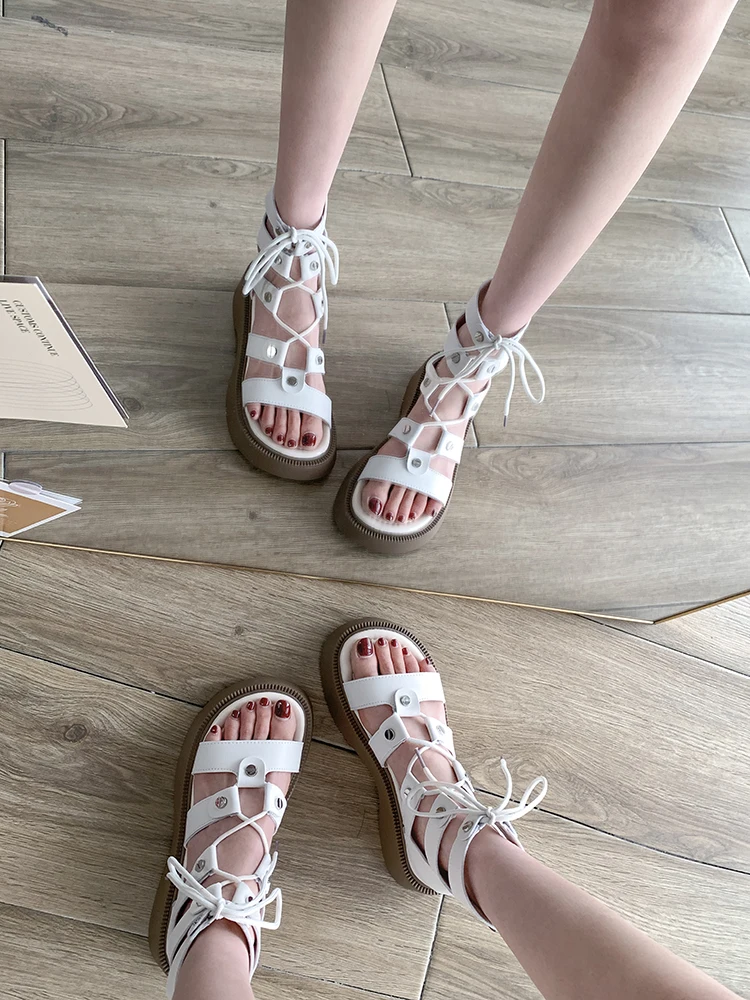 Spring Edge Clear Platform Sandals Women's Summer 2022 New Fashion All-Match High Heel Strap Chunky Heel Roman Sandal Boots