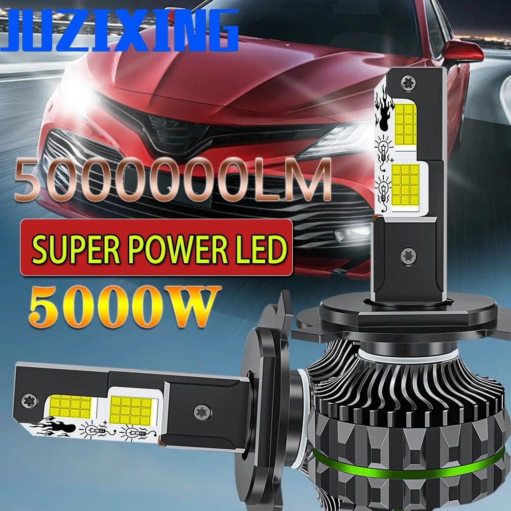 

Автоматические светодиодные фары JUZIXING для мощной лампы 5000 Вт, проектора 6000K Canbus без ошибок, автомобильный свет Super H1 H9 9005 HB3 9006 HB4