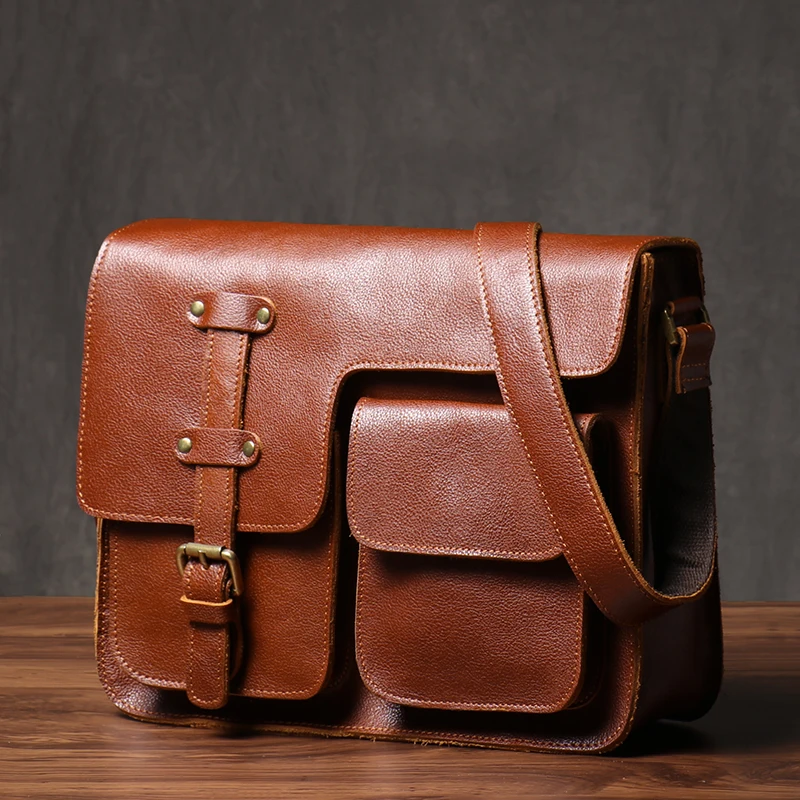 Мужская наплечная сумка из натуральной кожи