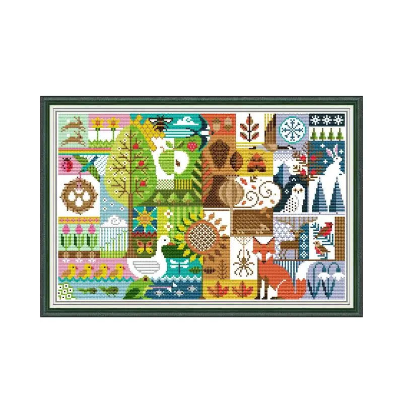 

Four Seasons cross stitch kit building counted white18ct 14ct 11ct printed embroidery DIY handmade needlework craft tool decor