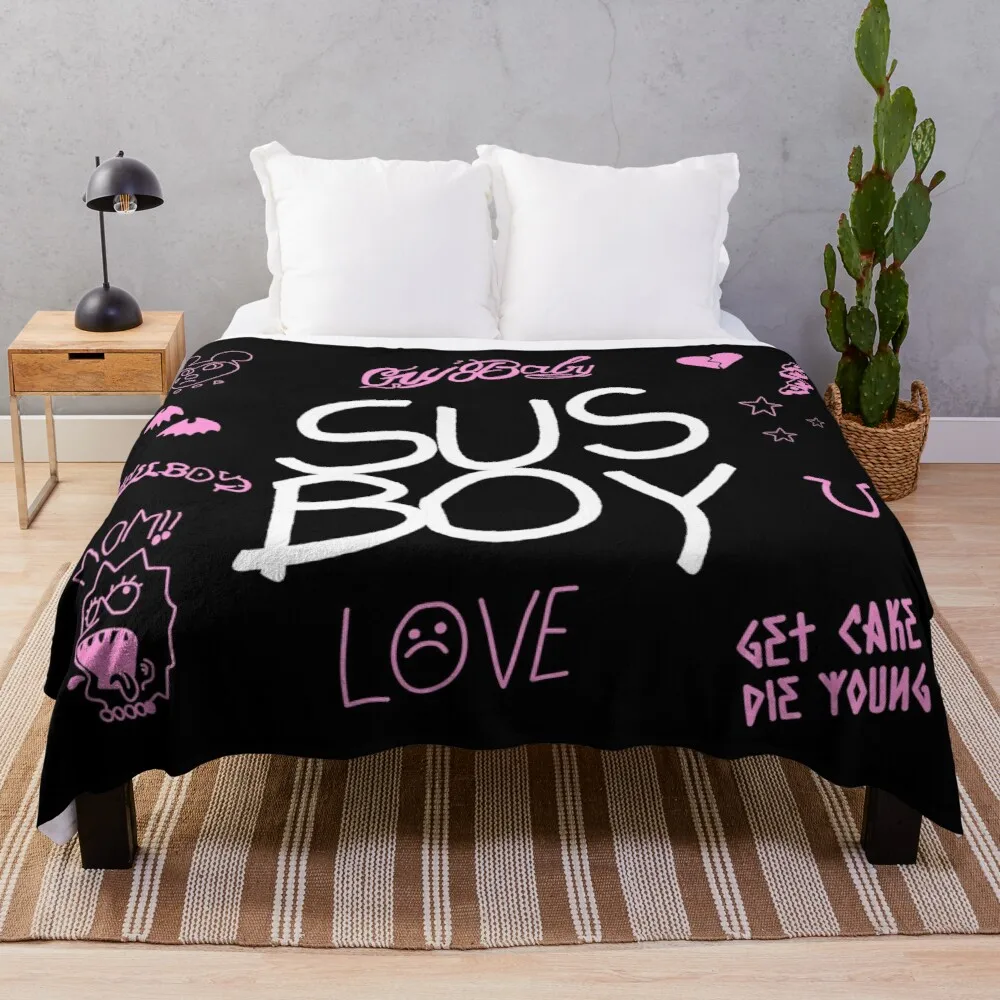 

Lil Peep Sus Boy Tattoo Design Merch Throw Blanket oversized throw blanket velor blankets
