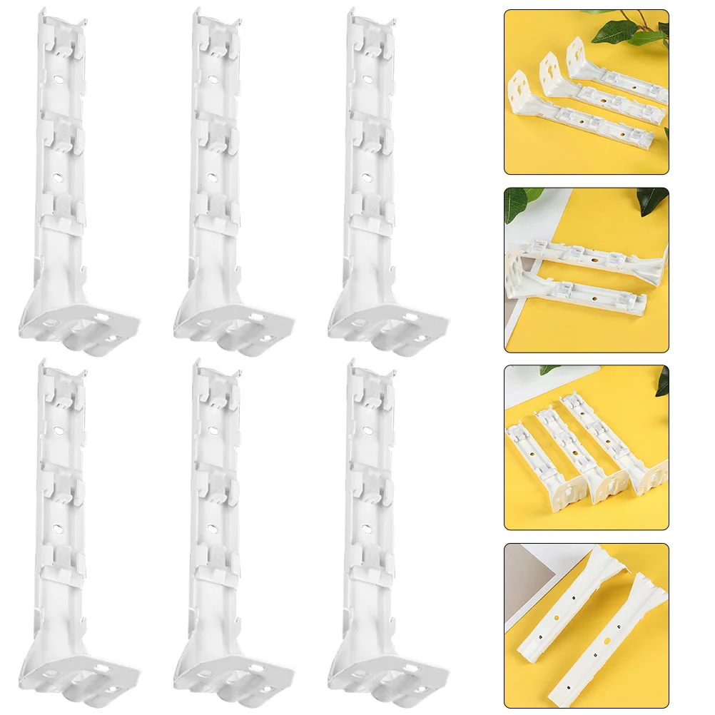 

6 Pcs Track Curtain Rods Mounting Code Bracket Installation Holder Metal Gadgets House Accessories Brackets Wall Home Fixing