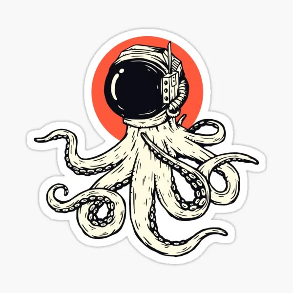 

Astronaut Octopus 5PCS Stickers for Laptop Print Bumper Background Wall Home Anime Water Bottles Art Decorations Decor Car Kid