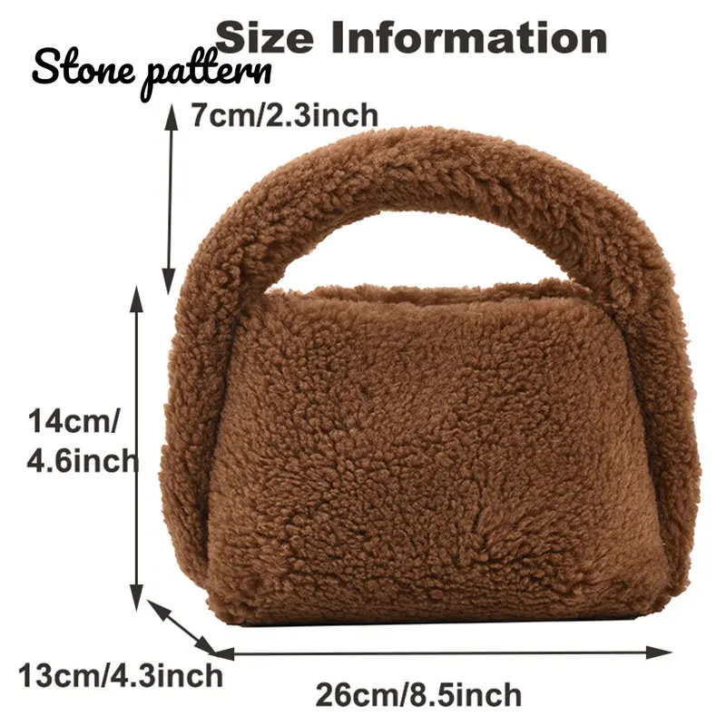 Cute Design Solid Color Small Handbags Women's Soft Pink Flannel Clutch Bag Ladies High Quality Fashion Mini Hobos Bags Female