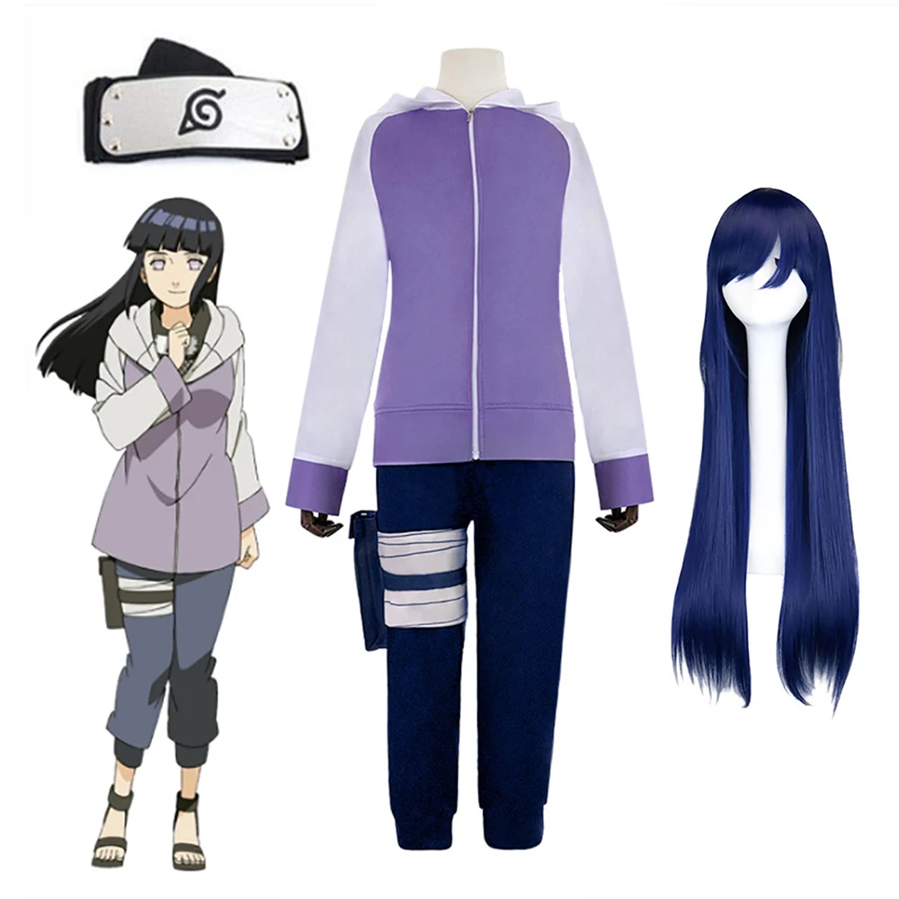 

Anime Hyuga Hinata Cosplay Costumes Halloween Costumes for Women Suit Wig Shippuden Generation Role Playing Clothing Uniform