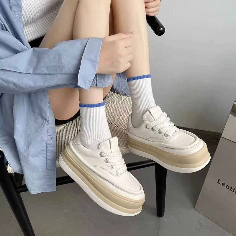 2022 autumn dad shoes thick-soled sneakers wedge-heeled white mesh hollow shoes casual shoes color-blocking vulcanized shoes