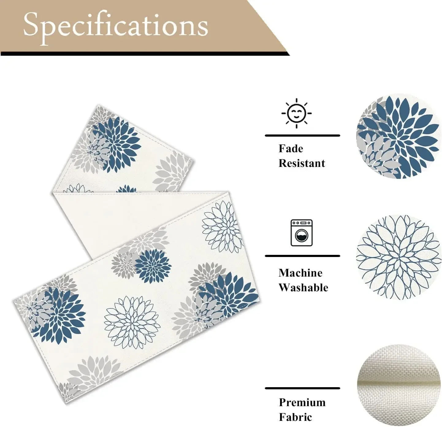 Синий серый цветок Далии льняные скатерти для домашнего стола моющиеся кухонные