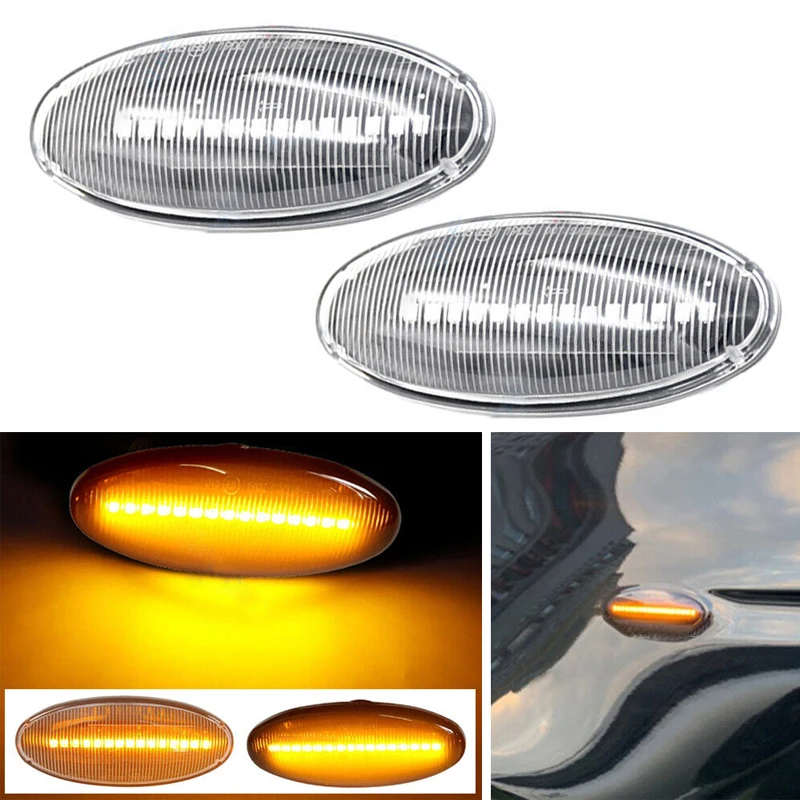 

1 Pair Clear Lens Dynamic Fender Side Marker Light Turn Signal Lamp Fit for Nissan Navara D22 NP300 Giad Bhamo PickUp 1998-2005