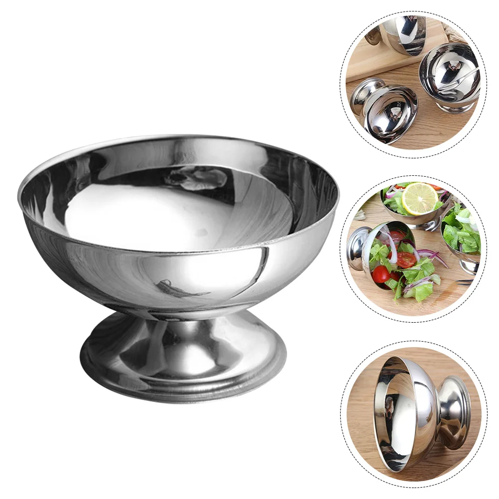 

Bowl Steel Bowls Stainless Cup Ice Cream Cups Salad Dessert Metal Fruit Sundae Footed Serving Pudding Snack Mixing Kitchen