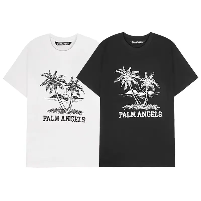 

Palm Angels Letters Coconut Tree Printing T Shirts 22SS Men's Short Sleeve Tshirt for Men and Women Loose Cotton Sleeve T-shirts